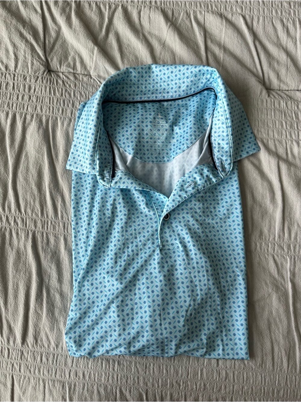 Amazon Light Blue Micro-Pattern Polo - Picture 4 of 4